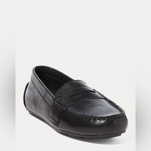 NWOB Polo Ralph Lauren Black Leather Telly Penny Loafer Moccasin Boys Youth 9.5